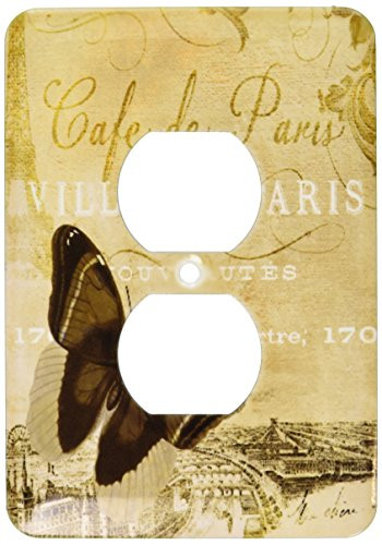 3dRose lsp_164525_6  Cafe De Paris Vintage Butterfly Chic Art 2 Plug Outlet Cover