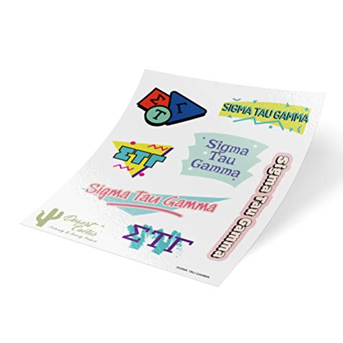 Sigma Tau Gamma Themed Sticker Decal Laptop Water Bottle Car sig Tau -Full Sheet - 90's-