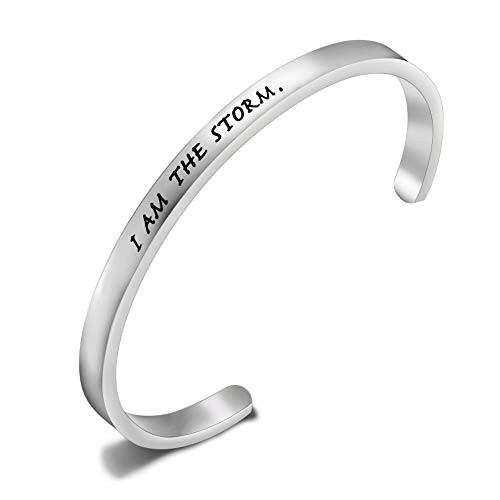 I AM The Storm Inspirational Cuff Bracelet Motivating Jewelry Encouragement Gift -silver- I AM The Storm Inspirational Cuff Bracelet Motivating Jewelry Encouragement Gift -silver-