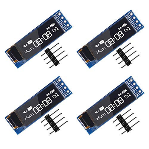 AITRIP 4pcs I2C OLED Display Module 0.91 Inch I2C SSD1306 OLED Display Module White I2C OLED Screen Driver DC 3.3V~5V for Arduino -White- AITRIP 4pcs I2C OLED Display Module 0.91 Inch I2C SSD1306 OLED Display Module White I2C OLED Screen Driver DC 3.3V~5V for Arduino -White-