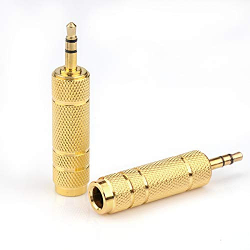 Galabox 1/8 Male to 1/4 Female TRS Audio Stereo Plug Aux Converter Headphone Jack Adapter Joiner Gold Plating - 2 Pack -3.5mm-6.35mm- Galabox 1/8 Male to 1/4 Female TRS Audio Stereo Plug Aux Converter Headphone Jack Adapter Joiner Gold Plating - 2 Pack -3.5mm-6.35mm-