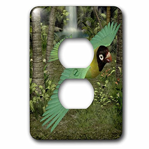 3dRose lsp_60731_6 Black Cheeked Lovebird Parrot  2 Plug Outlet Cover