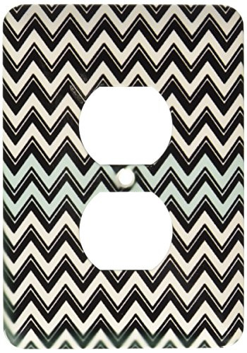 3dRose lsp_65775_6"Gray And Turquoise Chevron Stripes" Plug Outlet Cover Multicolor