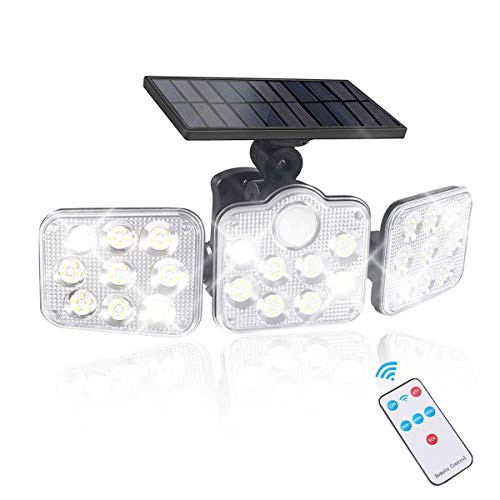 Solar Lights Outdoor, 138 LED 800LM Solar Security Lights Motion Sensor, 3 Adjustable Heads, IP65 Waterproof, 270 Wide Angle Illumination for Garage, Garden, Yard and Pathway Solar Lights Outdoor, 138 LED 800LM Solar Security Lights Motion Sensor, 3 Adjustable Heads, IP65 Waterproof, 270 Wide Angle Illumination for Garage, Garden, Yard and Pathway