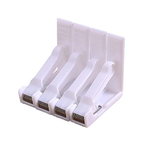 4 Tablecloth Clamps, Adjustable White Plastic Spring-Loaded Tablecloth Clamps, The Thickness of The Support Table is About 4.5 cm, Tablecloth Clamps for Gardens, Picnics, Kitchens and Restaurants.