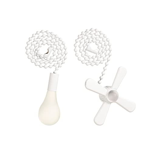 Ceiling Fan Pull Chain Fan Pulls Light and Fan Decorative Room Accessories 2pcs 3mm Diameter Beaded Ball Fan Pull Chain,13.6 Inches Fan Pulls Set with Connector for Ceiling Fan Light and Lamps,White