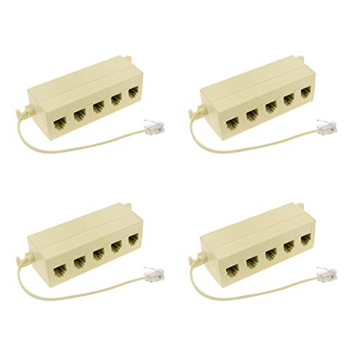Sydien 4pcs Five Way Telephone Splitter RJ11 6P4C 1 Male to 5 Female Converter Phone Line Splitter Adapter