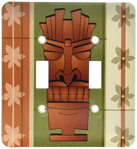 3dRose lsp_77490_2 Wood grain Tropical Tiki Mask Double Toggle Switch Multicolored