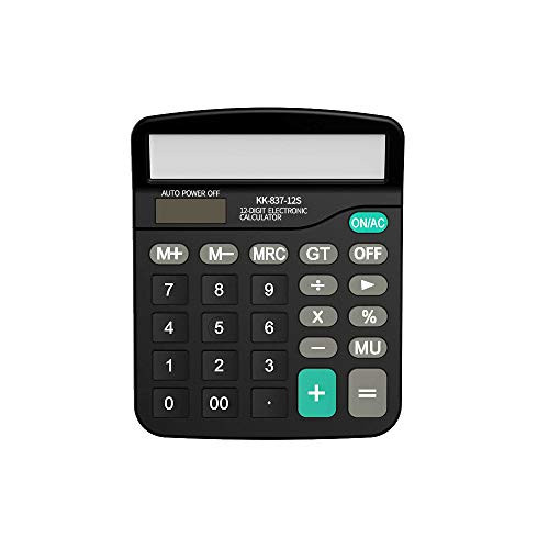 EULANT Calculators 12 Digit Electronic Desktop Calculator, Solar Battery LCD Display Office Calculator Black