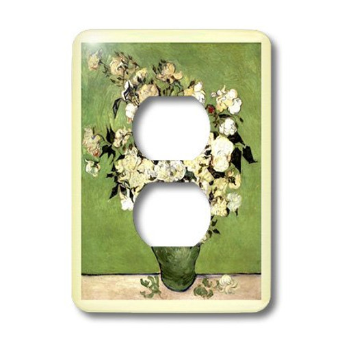 3dRose lsp_47910_6 Green N Ivory Framed Van Goghs Vase Of Roses Painting Outlet Cover 3dRose lsp_47910_6 Green N Ivory Framed Van Goghs Vase Of Roses Painting Outlet Cover