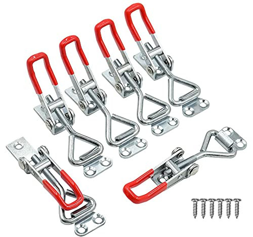 6 Pack Adjustable Toggle Latches with 24pcs Screws, Model No.4001, 330 Lbs 150Kg Holding Capacity, Heavy Duty Quick Release Pull Toggle Latch Clamps