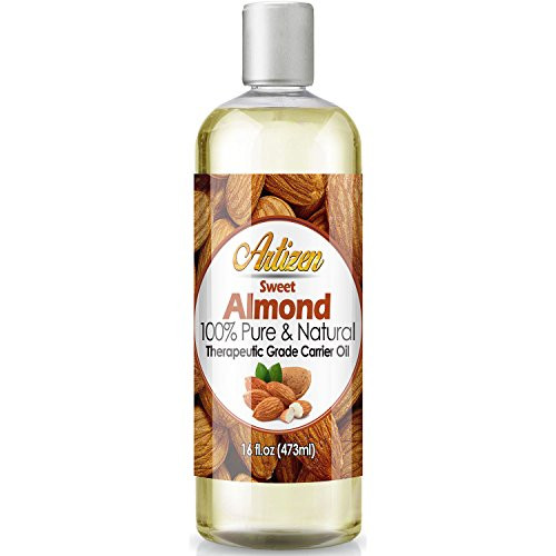 Artizen Sweet Almond Oil - 16oz -Ounce- Bottle -100 percent Pure  and  Natural- - Perfect Carrier Oil for Diluting Essential Oils - Cold Pressed - Works Great as a Massage Oil, Aromatherapy, More