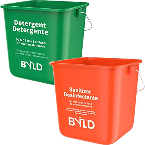 BYLD - Sanitizing  and  Detergent Commercial Cleaning Bucket- 3 Quart Cleaning Pail -1 Red, 1 Green-