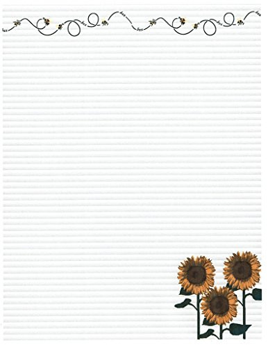 Buzzing Bees  and  Sunflowers Stationery Printer Paper 26 Sheets
