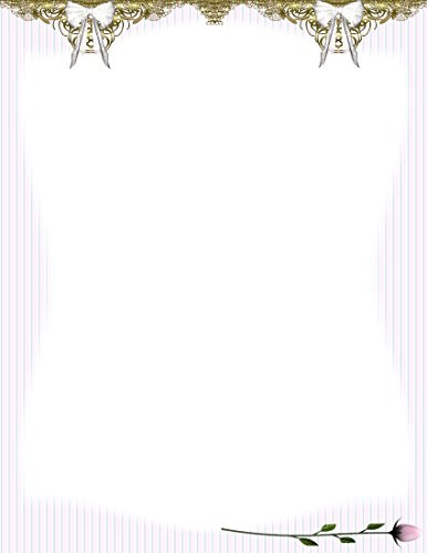 Pink Rose With Bows Stationery Printer Paper 26 Sheets