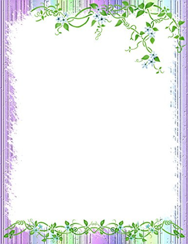 Purple Blue Green Floral Stationery Printer Paper 26 Sheets