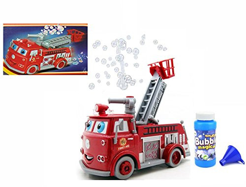MTT Fire Rescue Battery Operated Bump and Go Fire Truck with Lights & Siren Blowing Bubbles