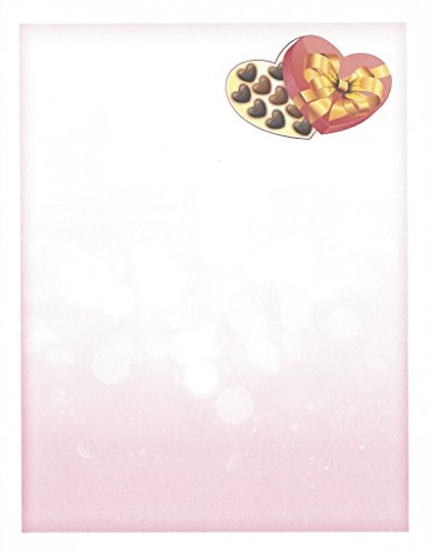 Valentine Chocolate Candy Hearts Stationery Printer Paper 26 Sheets