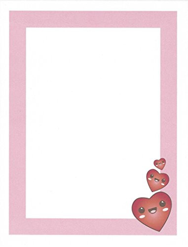Valentine Smiling Hearts Stationery Printer Paper 26 Sheets