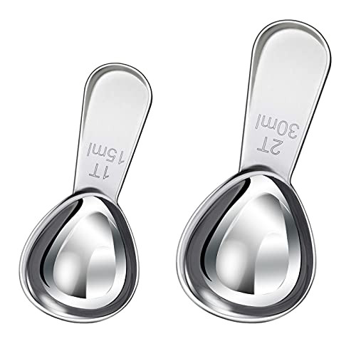 2 Pack Coffee Scoop Stainless Steel Coffee Scoop Tablespoon Measuring Spoons with Short Handle Coffee Scoop for Ground Coffee, Tea, Flour, Sugar,1 Tablespoon and 2 Tablespoon -15ml and 30ml- 2 Pack Coffee Scoop Stainless Steel Coffee Scoop Tablespoon Measuring Spoons with Short Handle Coffee Scoop for Ground Coffee, Tea, Flour, Sugar,1 Tablespoon and 2 Tablespoon -15ml and 30ml-
