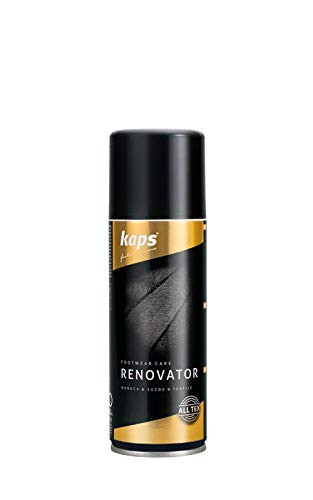 Kaps Renovator  Nubuck, Suede  and  Velour Leather Spray  Color Renew, Restoration  and  Care  Revitalize Shoes  and  Bags - Made in Europe -118 - Black-