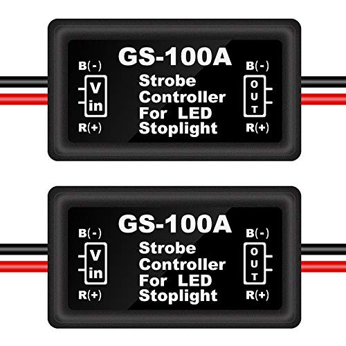 [Upgraded Version-Kinstecks 2PCS LED Flash Strobe Controller Brake Light Flasher Brake Light Strobe Module for Motorcycles Cars Trucks-Only for LEDs-
