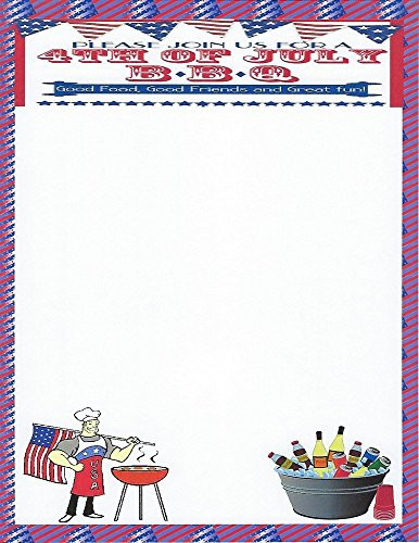4th Of July BBQ Stationery Printer Paper 26 Sheets