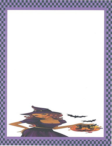 Halloween Sexy Witch  and  Bats Stationery Printer Paper 26 Sheets