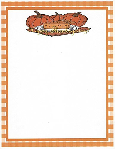 Happy Thanksgiving Pumpkin Pie Stationery Printer Paper 26 Sheets
