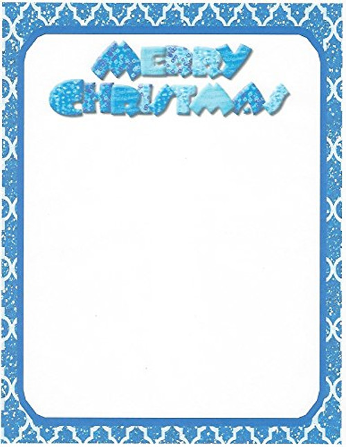 Blue Merry Christmas Stationery Printer Paper 26 Sheets