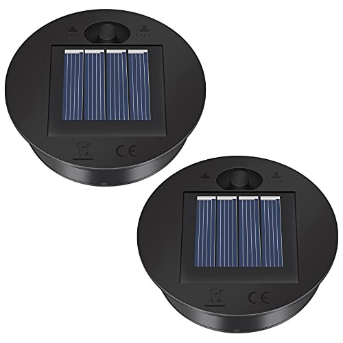 2 Pack Solar Lights Replacement Top - 7 lumens LED Solar Panel Lantern Lid Lights , Lantern ?Light Replacement , Outdoor Solar Replacement Parts , Garden Patio Decor Light up Your Space -2.76in-