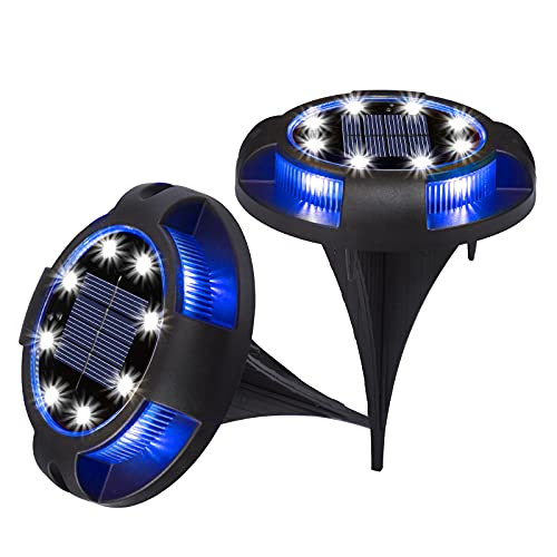 Solar Lights Outdoor Solar Ground Lights Solar Garden Lights Disk Lights Solar Powered Waterproof In-Ground Lights Landscape Lights for Garden Lawn Pathway Walkway Deck Yard