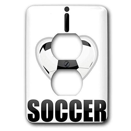 3dRose lsp_101267_6 I Love Soccer 2 Plug Outlet Cover Multicolor