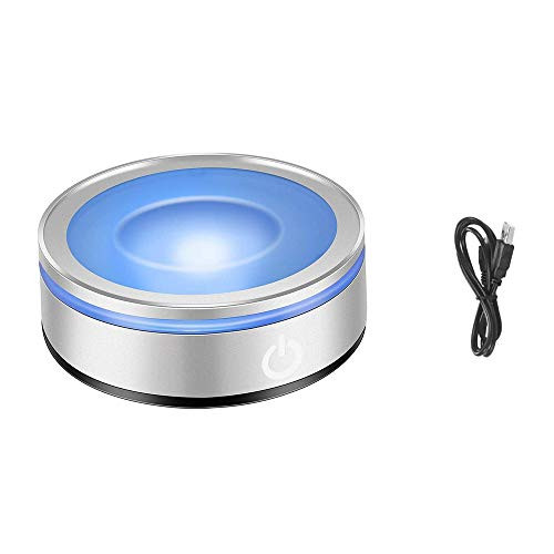 CDIYTOOL Round Show Stand Display Light Base Multicolor Plate for 3D Crystal Glass Art with Sensitive Touch Switch -Concave Base-