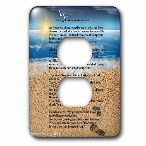 3dRose lsp_204469_6 Footprints in the Sand on Beach with Poem 2 Plug Outlet Cover