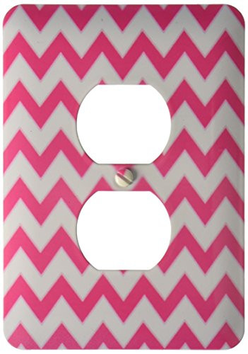 3dRose lsp_110749_6 Chevron Pattern Hot Pink And White Zigzag 2 Plug Outlet Cover