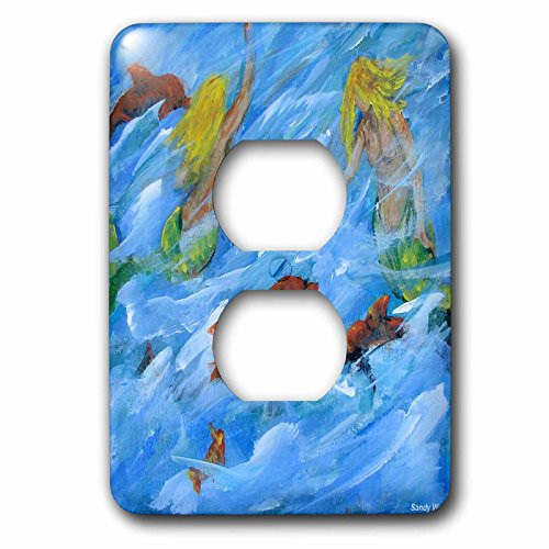 3dRose lsp_66325_6 Flirty Mermaids and Dolphins - 2 Plug Outlet Cover