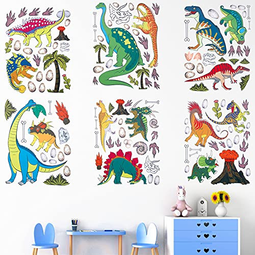 6 Sheets 128 Pieces Dinosaur Wall Stickers Watercolor Dinosaur Wall Decals Removable DIY Dinosaur Mural Wild Dinosaur Wall Decorative Peel for Baby Kids Bedroom Living Room Classroom Bathroom Office 6 Sheets 128 Pieces Dinosaur Wall Stickers Watercolor Dinosaur Wall Decals Removable DIY Dinosaur Mural Wild Dinosaur Wall Decorative Peel for Baby Kids Bedroom Living Room Classroom Bathroom Office