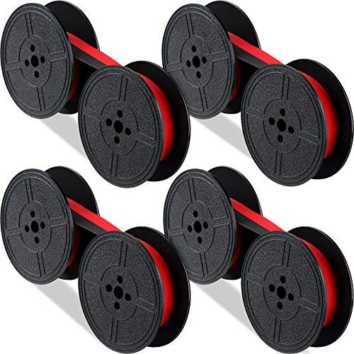 4 Pairs Typewriter Ribbon Twin Spool Typewriter Ribbon Ink Twin Spool Pack Ink Replacement Part for Most Typewriter -Red, Black-