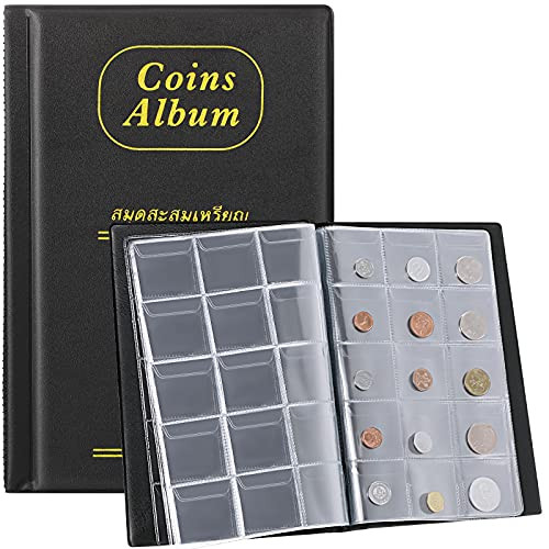 150 Pockets Coin Collection Holder Album 1.77 x 1.77 Inches Penny Collecting Book, Coin Albums for Hobby Coin Collectors, Specie Display Storage Case Coin Collection Book Supplies