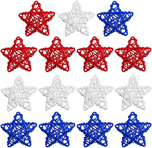 24 Pieces 4th of July Star Rattan Balls Decoration 2.36 Inch Red White Blue Star Shaped Wicker Balls for Patriotic Independence Day DIY Vase Bowl Filler Ornament Home Table Decor 24 Pieces 4th of July Star Rattan Balls Decoration 2.36 Inch Red White Blue Star Shaped Wicker Balls for Patriotic Independence Day DIY Vase Bowl Filler Ornament Home Table Decor