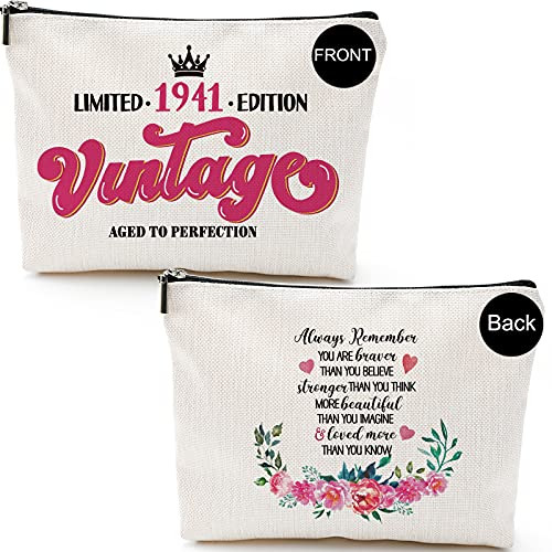 Fun 80 Years Old Birthday Gifts, 80th Birthday Gifts for Women,1941 Birthday Gifts for Women-Limited 1941 Edition Vintage-Gifts for Mom, Wife, Friend, Sister, Her, Colleague, Coworker-Funny Makeup Bag Fun 80 Years Old Birthday Gifts, 80th Birthday Gifts for Women,1941 Birthday Gifts for Women-Limited 1941 Edition Vintage-Gifts for Mom, Wife, Friend, Sister, Her, Colleague, Coworker-Funny Makeup Bag