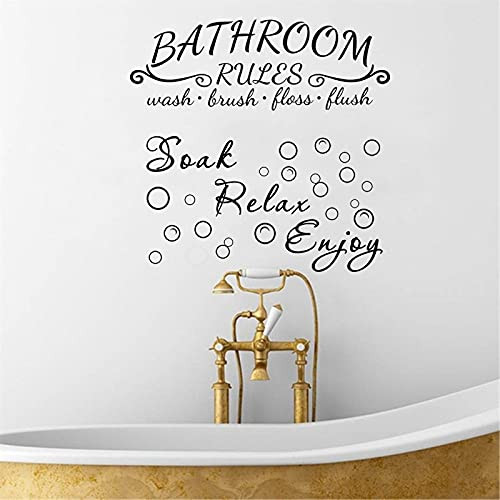 2 Pieces Bathroom Wall Decals Quote Wall Stickers Bathroom Rules, Soak Relax Enjoy Bathroom Wall Decor, Wall Saying Stickers Wall Decor for Bathroom for Home Bathroom Living Room Decor