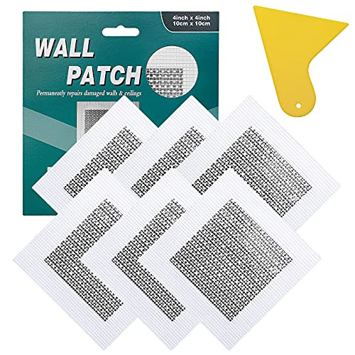 4 Inch 6Pack Drywall Repair kit Wall Patch Repair Kit, Self Adhesive Wall Mesh Repair, Large Hole Patch for Drywall, Sheetrock Patch, Aluminum Metal Sheetrock Ceiling Drywall Patch-4 Inch 6 Pieces-