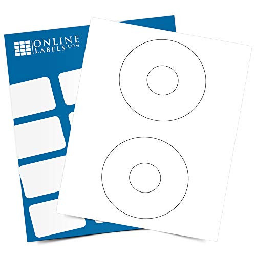 4.5 Inch CD/DVD Labels - Pack of 20 CD/DVD Stickers, 10 Sheets - Inkjet or Laser Printer - Online Labels