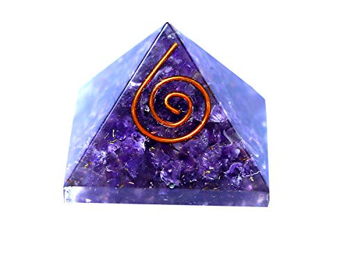 Unique Touch Healing Reiki Energized Natural Gemstone Amethyst Orgone Pyramid -1 Inch.-