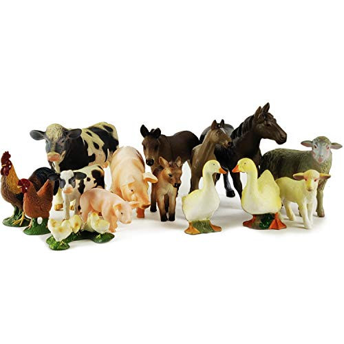 Boley 15-Piece Farm Animal Playset - with Different Varieties of Realistic Looking Farm Animals and Baby Farm Animals - Figurines Ranging from Cows, Pigs, Sheep, Ducks, Geese, Horses, and Chickens! Boley 15-Piece Farm Animal Playset - with Different Varieties of Realistic Looking Farm Animals and Baby Farm Animals - Figurines Ranging from Cows, Pigs, Sheep, Ducks, Geese, Horses, and Chickens!