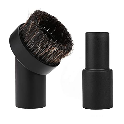 Tototoo 25MM Horse Hair Round Dust Brush 1.25" Cleaner Vacuum Attachment Brush Soft Bristles Replacement with Universal 1-1/4" to 1-3/8" Hose Adapter, Suitable for Most Vacuum Cleaners