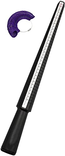 Ring Mandrel Gauge Tool US Size 2-15 EUR Size 41-76 with Half Size Finger Measurement Sacles Kit Ring Stick Measure Tool Finger Gauger Jeweler Sizer Mandrel Jewelers Sizers Tool