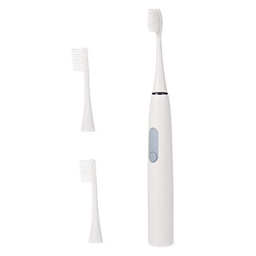 Healifty Electric Toothbrush with 2 Replacement Heads Rechargeable Toothbrushes Waterproof Oral Cleaning Teeth Whitening Brush for Adults -Light Grey-